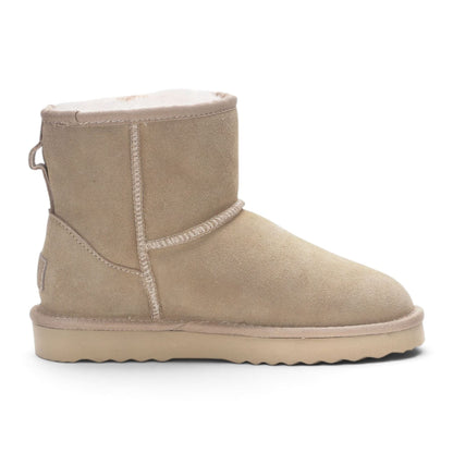 Women’s Sand Brown Genuine Sheepskin Real Fur Winter Ankle Boots - Frost