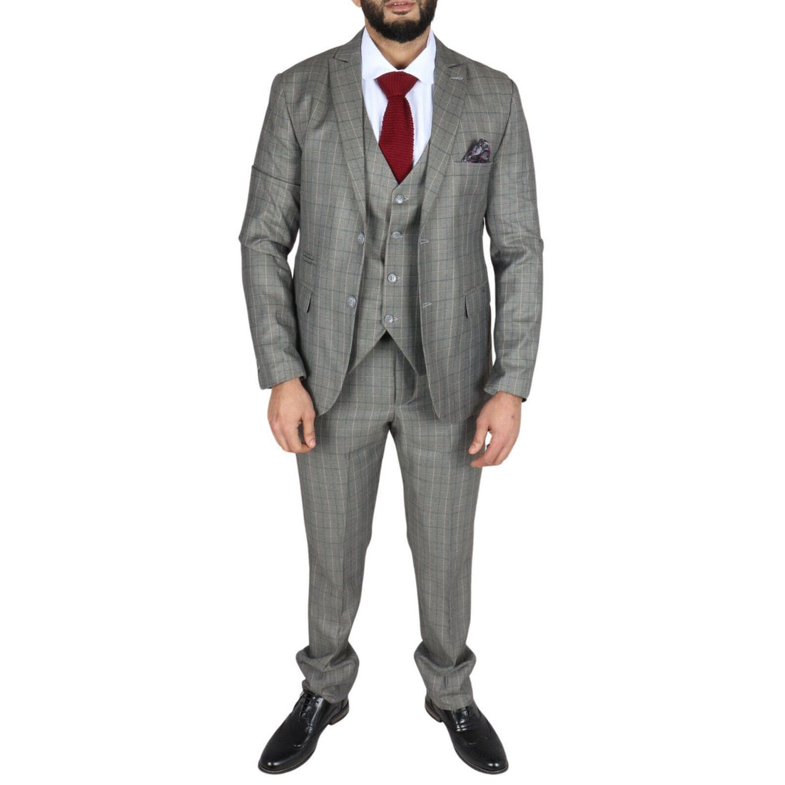 Mens IM2 Classic Plain Grey 3 Piece Suit - Upperclass Fashions 