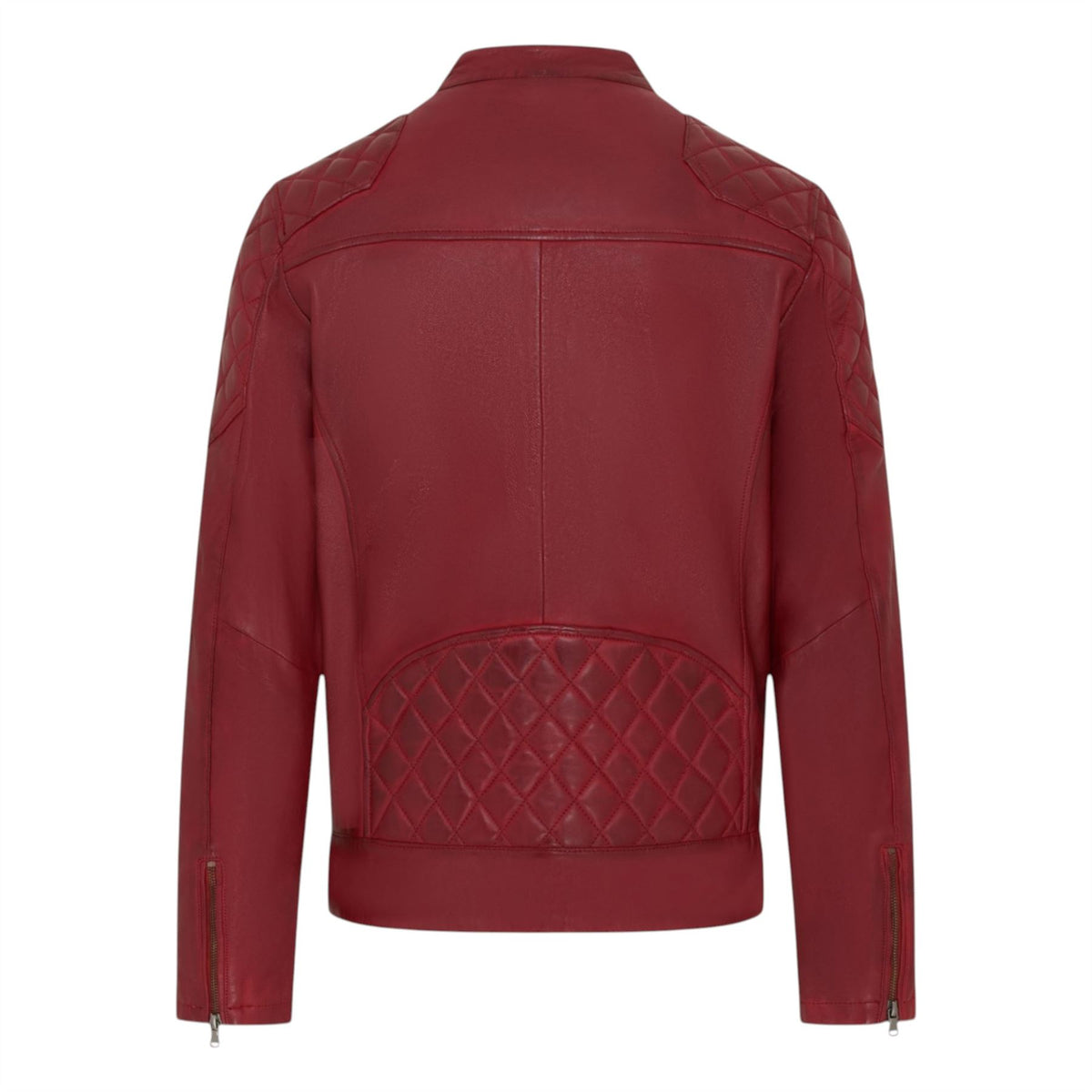 Mens Leather Quilted Shoulder Biker Jacket - Rock