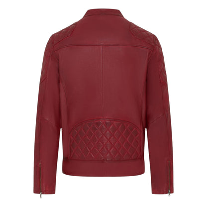 Mens Leather Quilted Shoulder Biker Jacket - Rock