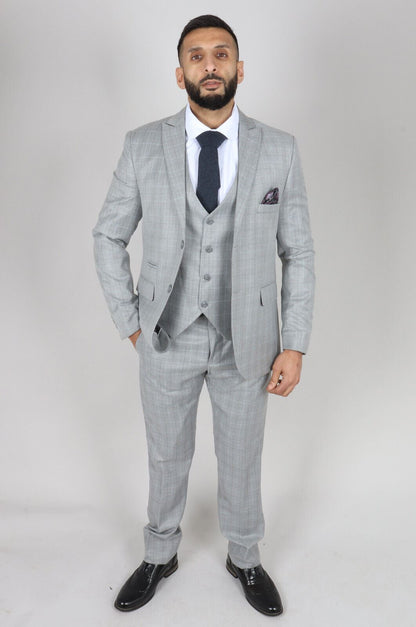 Mens IM2 Classic Plain Light Grey 3 Piece Suit - Upperclass Fashions 