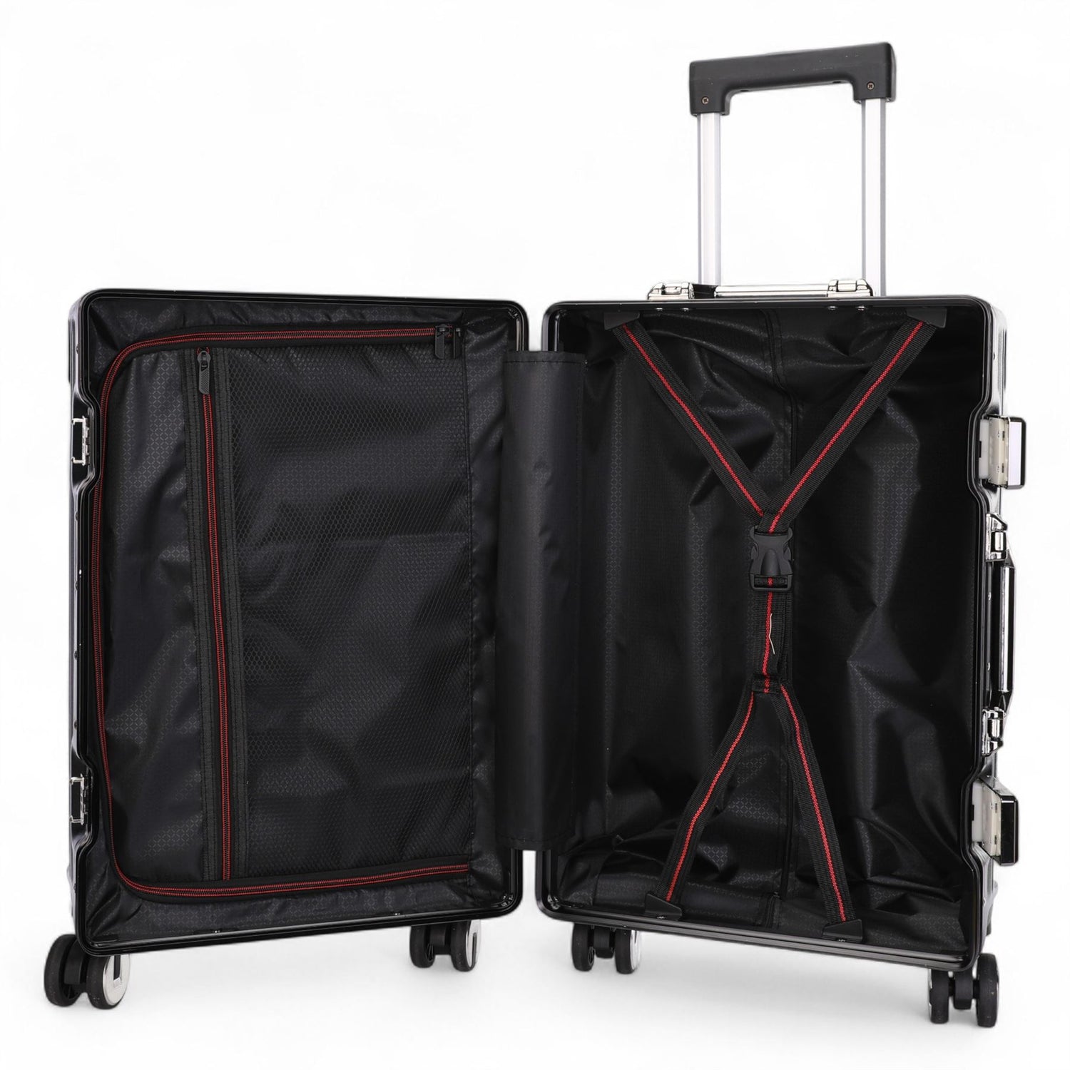 Hardshell Charcoal Black Suitcase Set Robust 8 Wheel Luggage Cabin Case Bag - IL-PC-ALLOY-CHAR