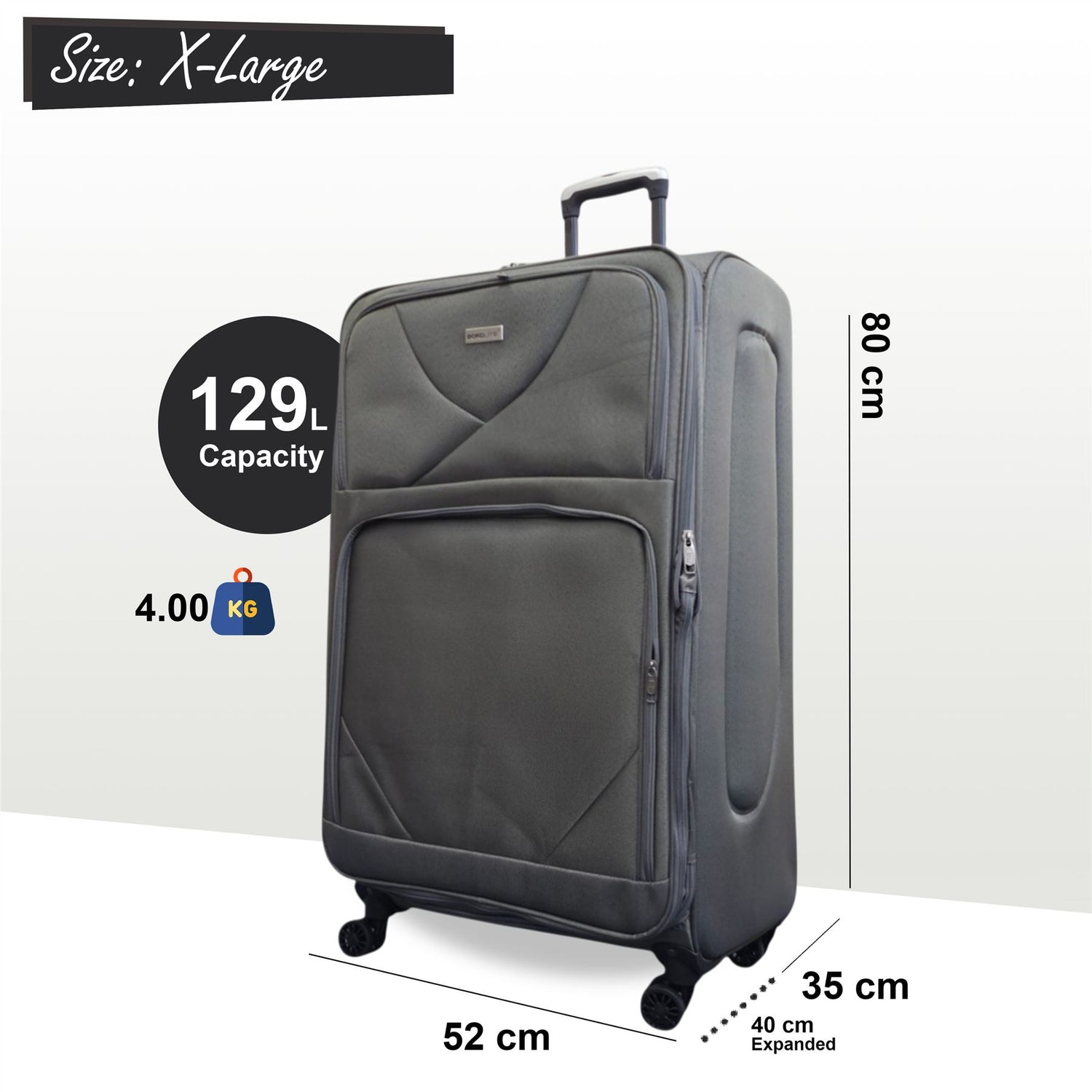 Nagoya X-Large Soft Shell Suitcase in Grey