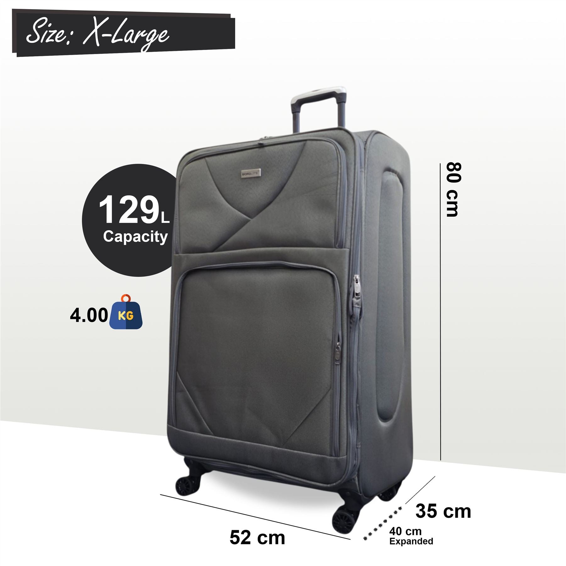 Nagoya X-Large Soft Shell Suitcase in Grey
