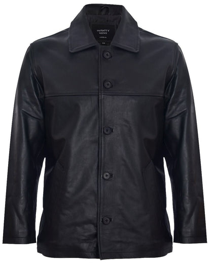 Mens Mid-Length Cowhide Leather Box Jacket-Fairford