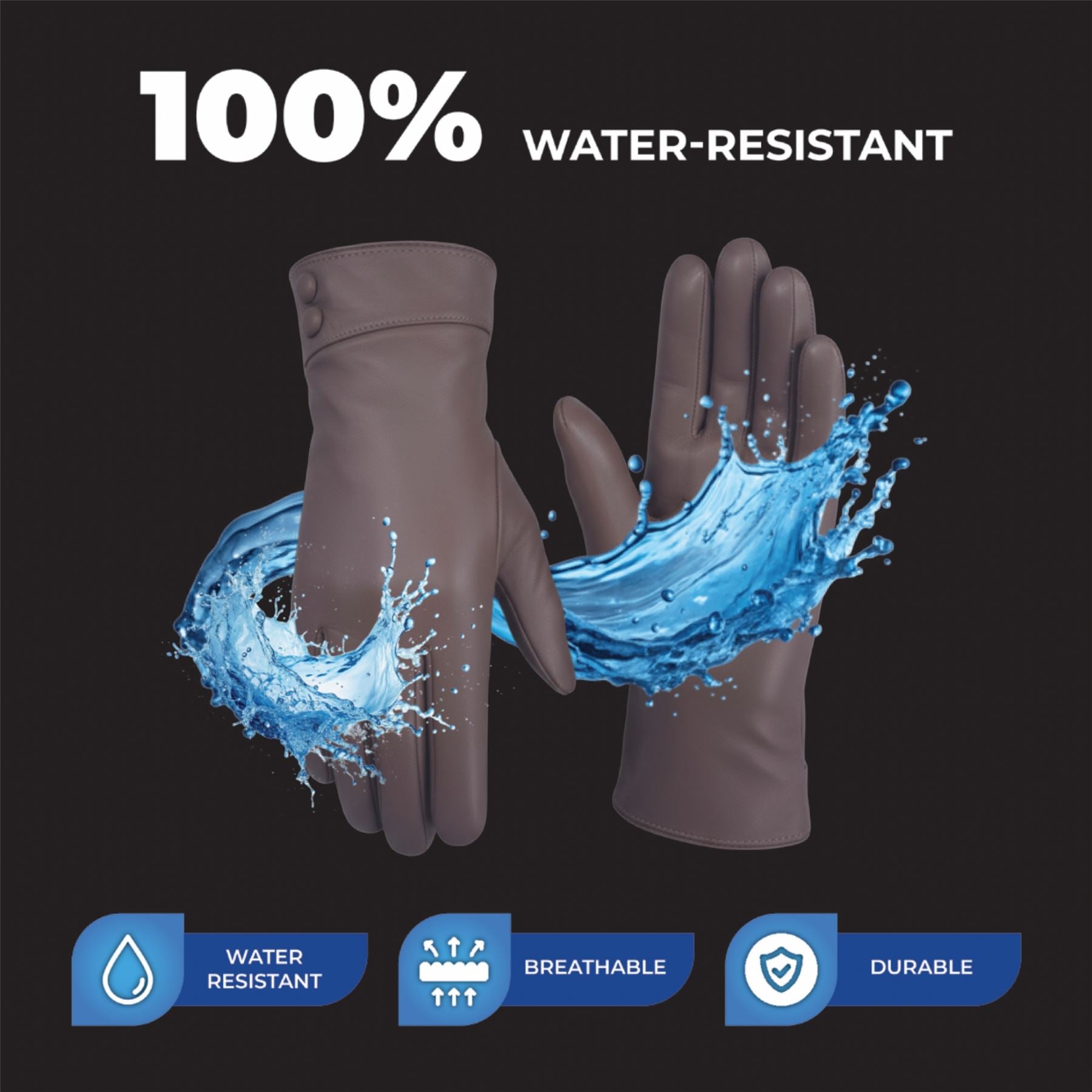 Womens Italian Leather Winter Button Design Soft Wool Lining Gloves - L-GLV-501