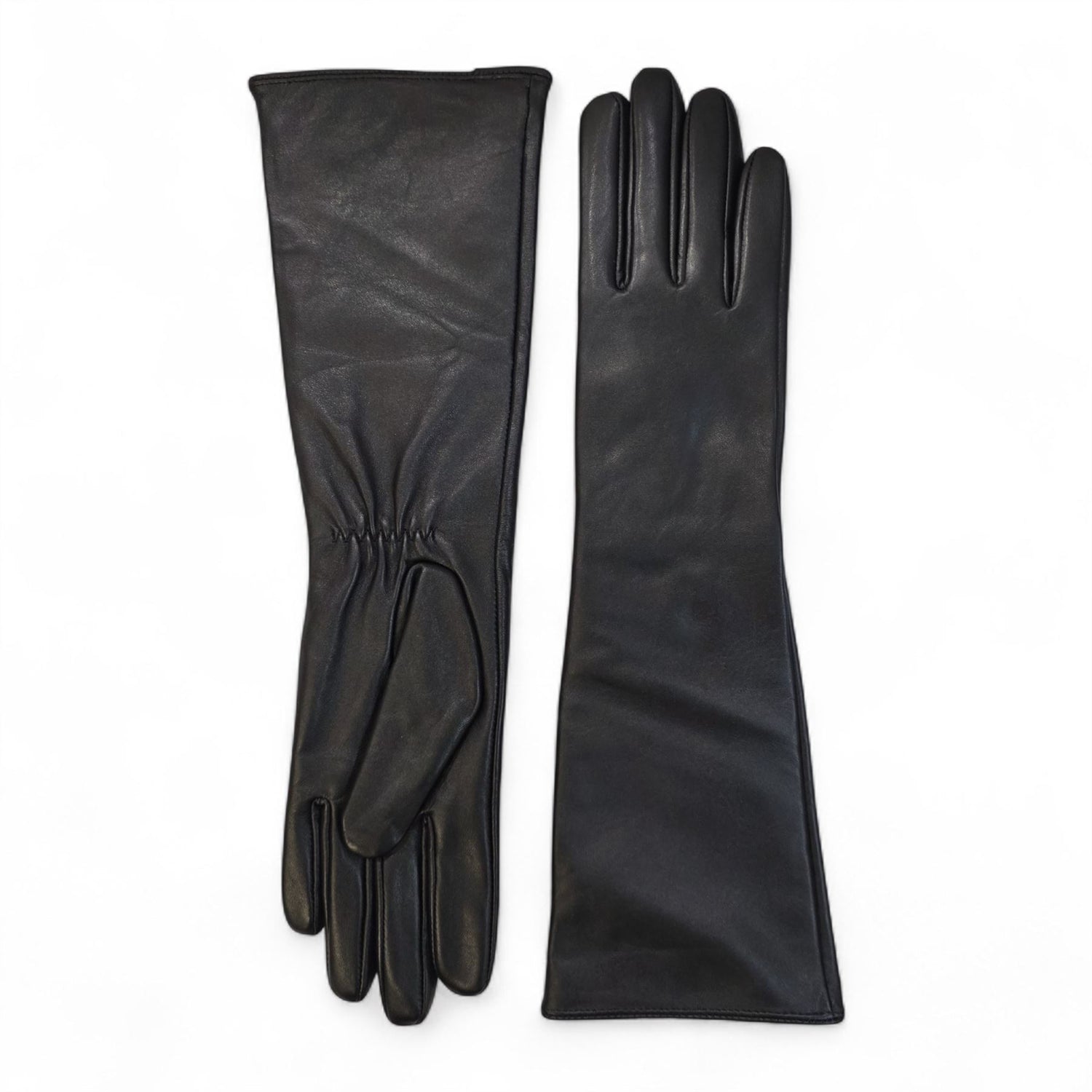 Womens Long Italian Leather Winter Soft Wool Lining Gloves