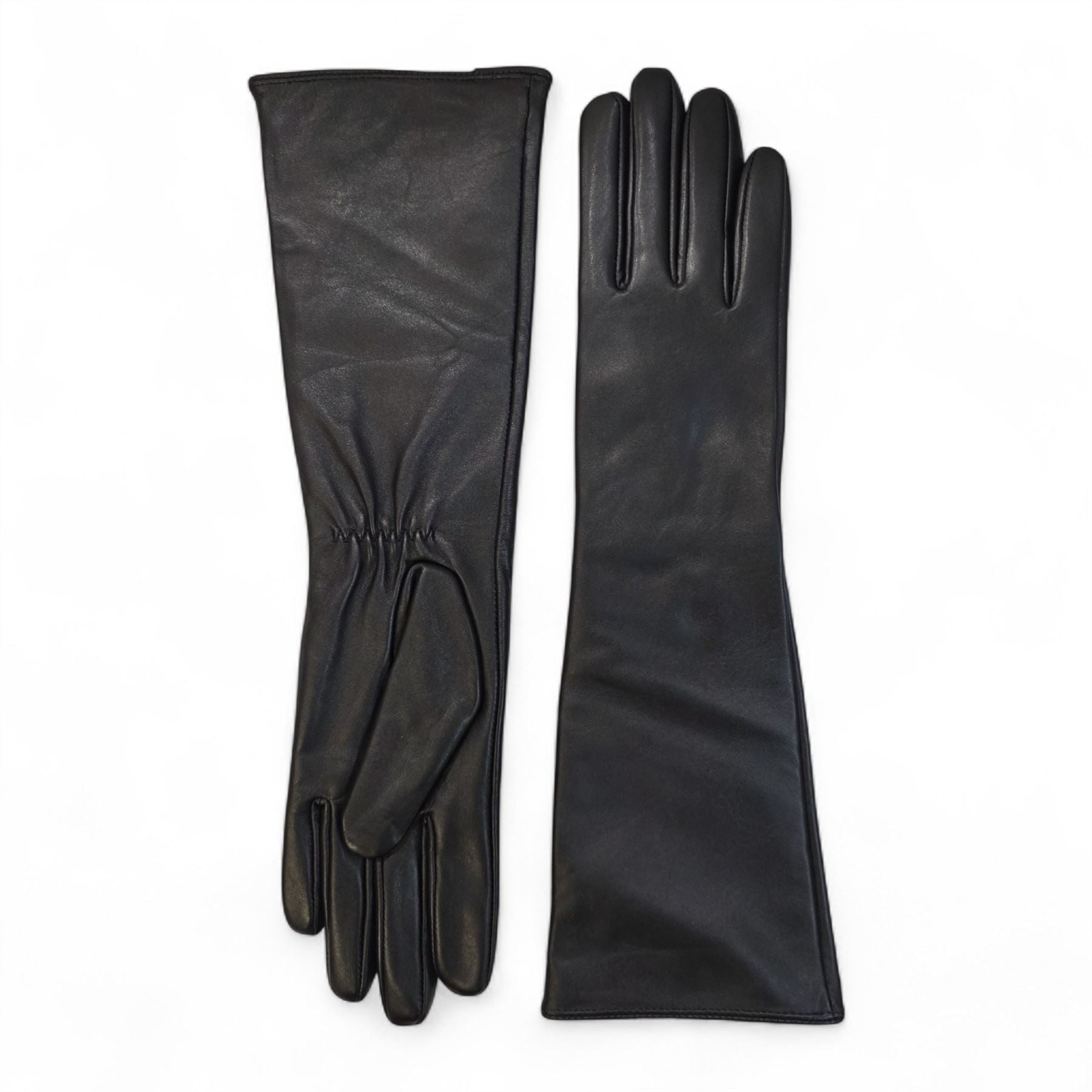 Womens Long Italian Leather Winter Soft Wool Lining Gloves