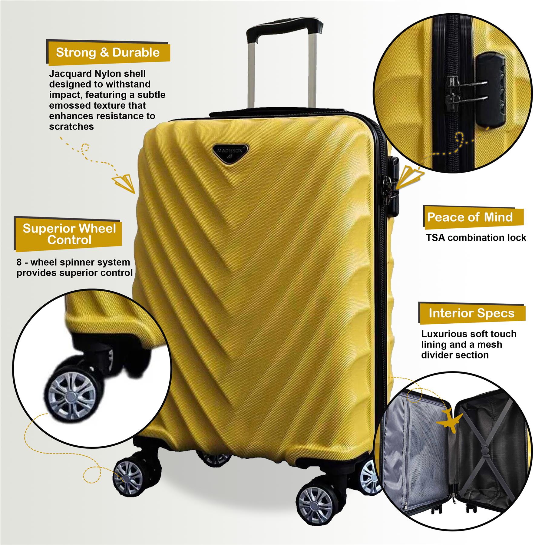 Chatom Large Hard Shell Suitcase in Yellow