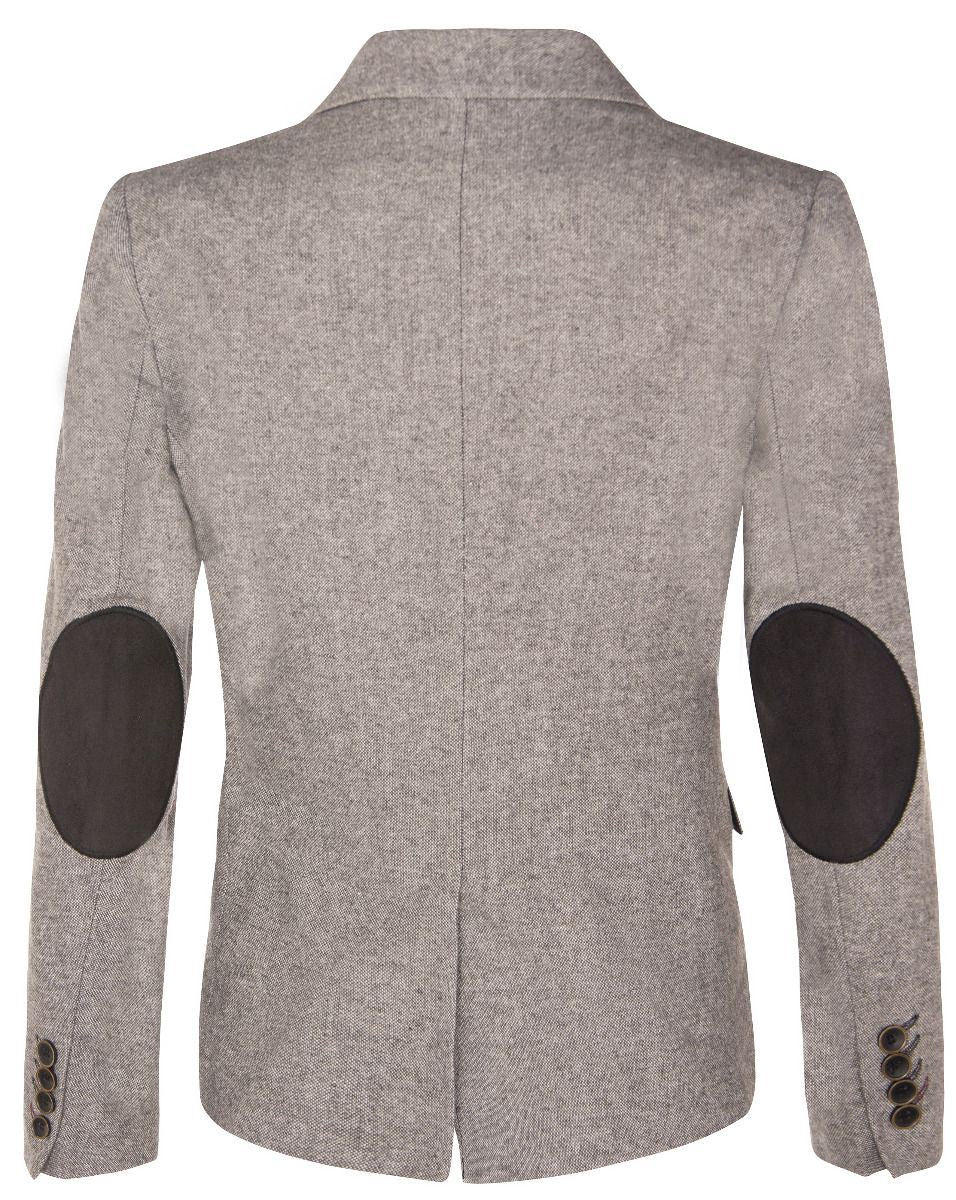 Womens Tweed 1920s Herringbone Light Grey Blazer - Upperclass Fashions 