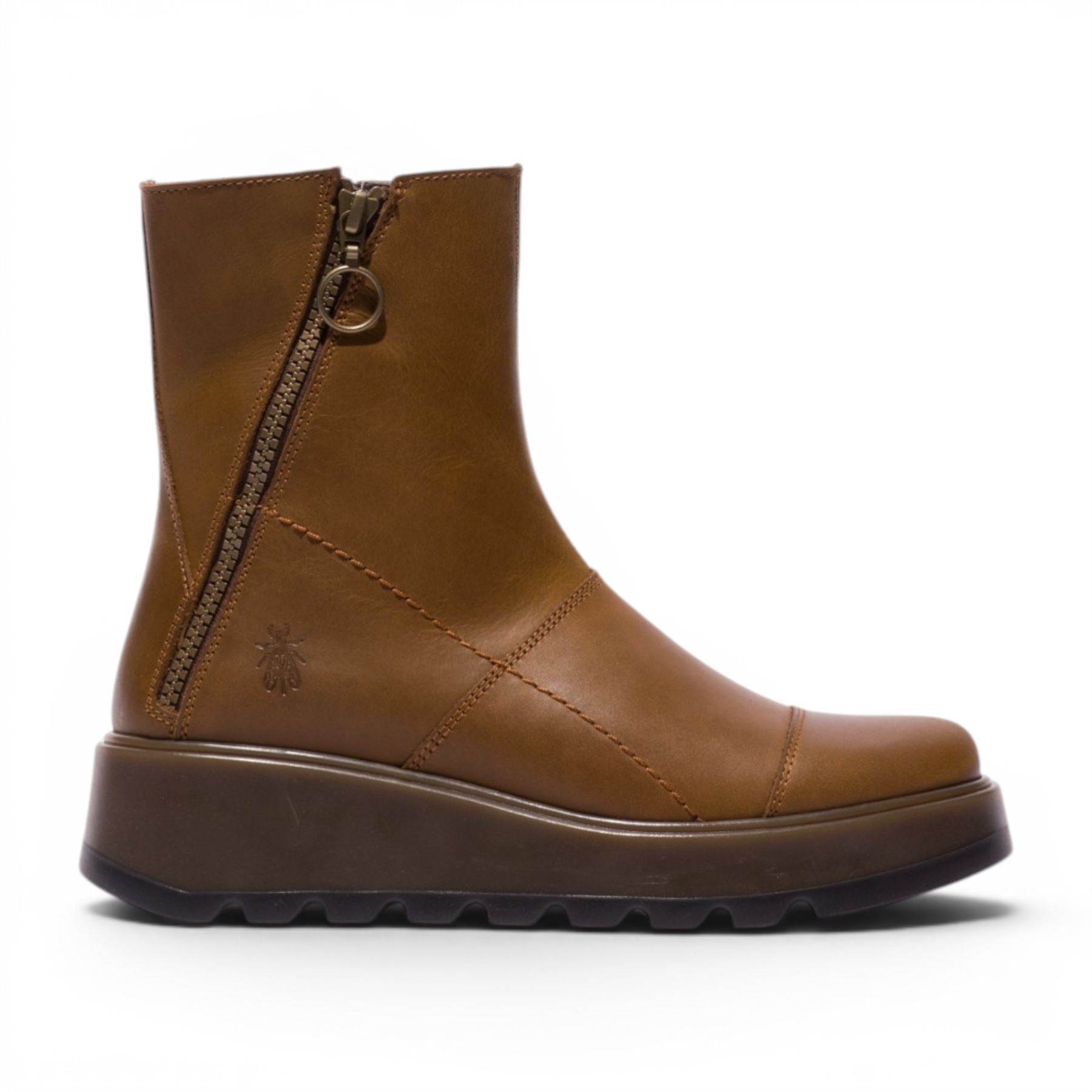 Fly London Women’s Tan Leather Zip-up Platform Ankle Boots - TARP553FLY