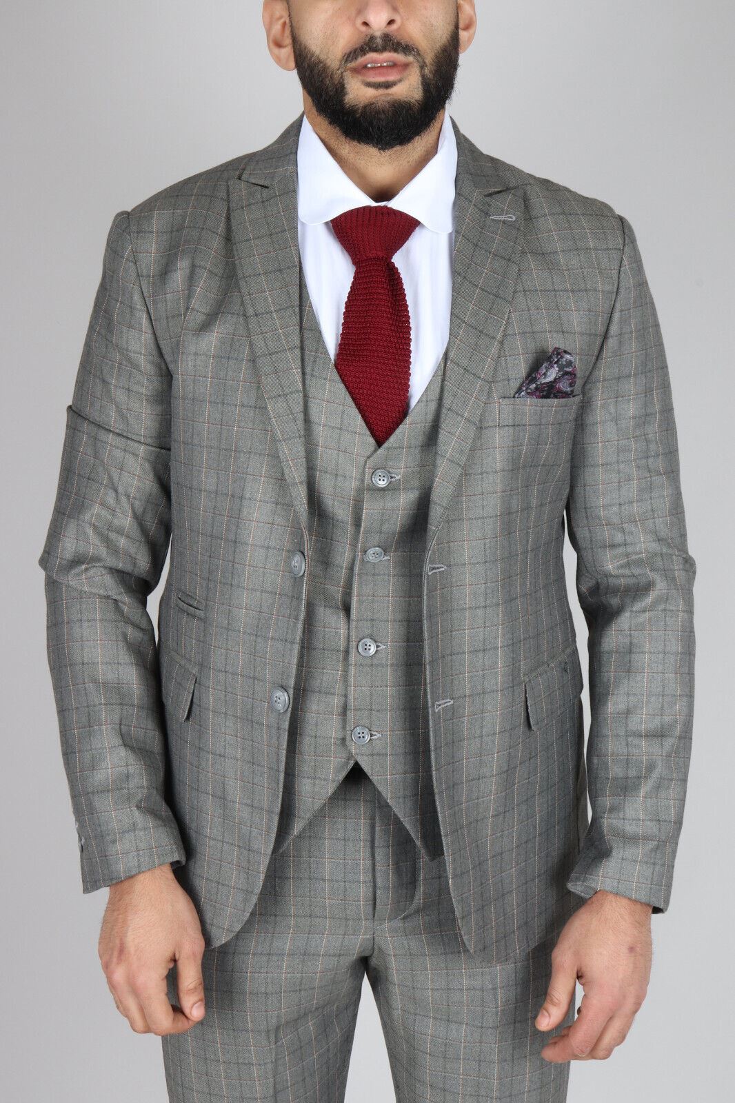 Mens IM2 Classic Plain Grey 3 Piece Suit