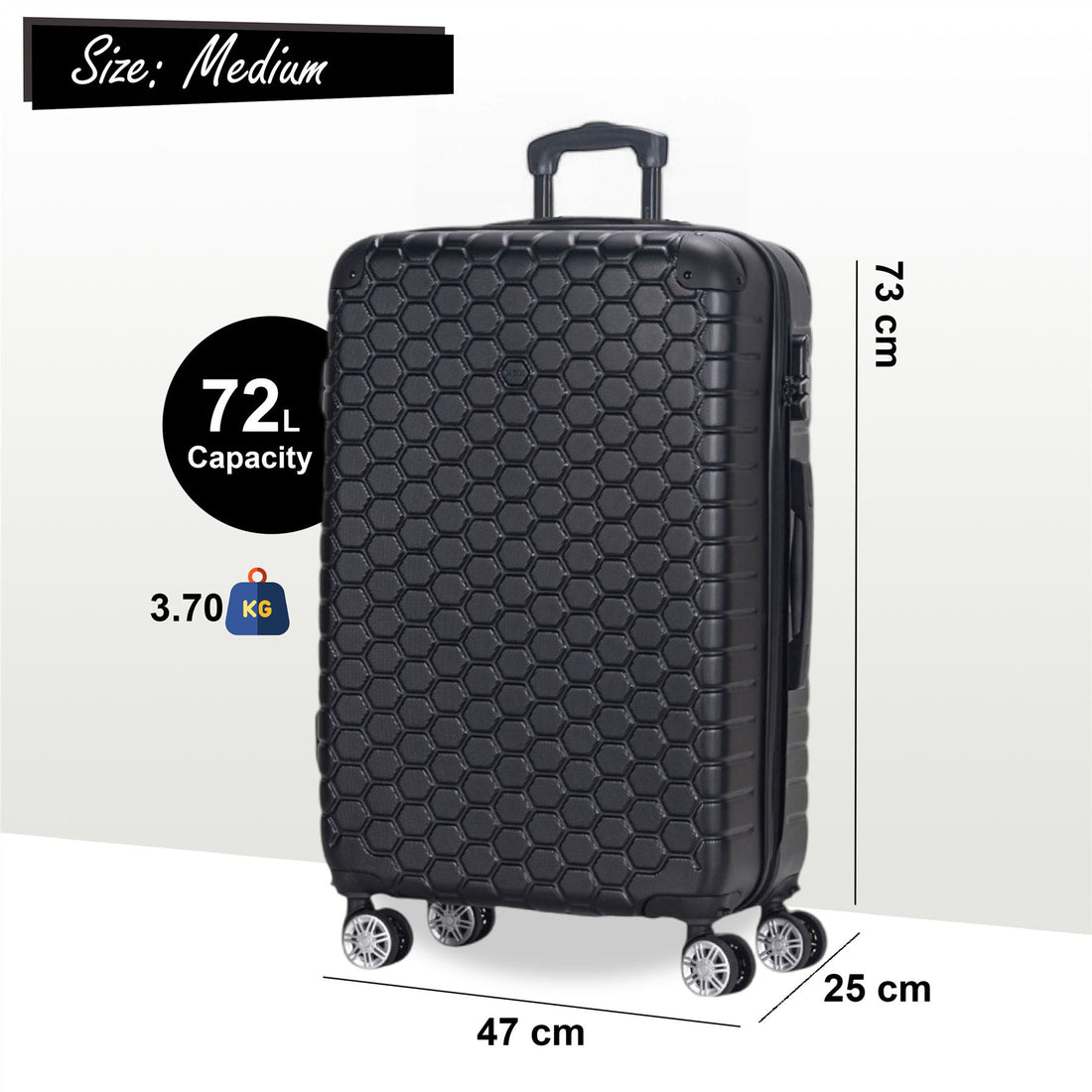 Noda Medium Hard Shell Suitcase in Black