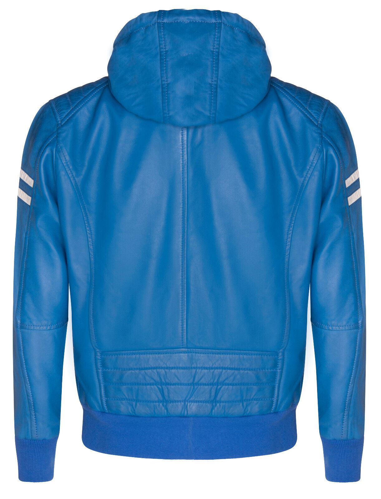 Mens Leather Hooded Bomber Jacket - Cromer