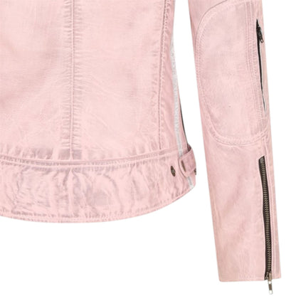 Womens Biker Racing Badges Leather Jacket-Eastleigh