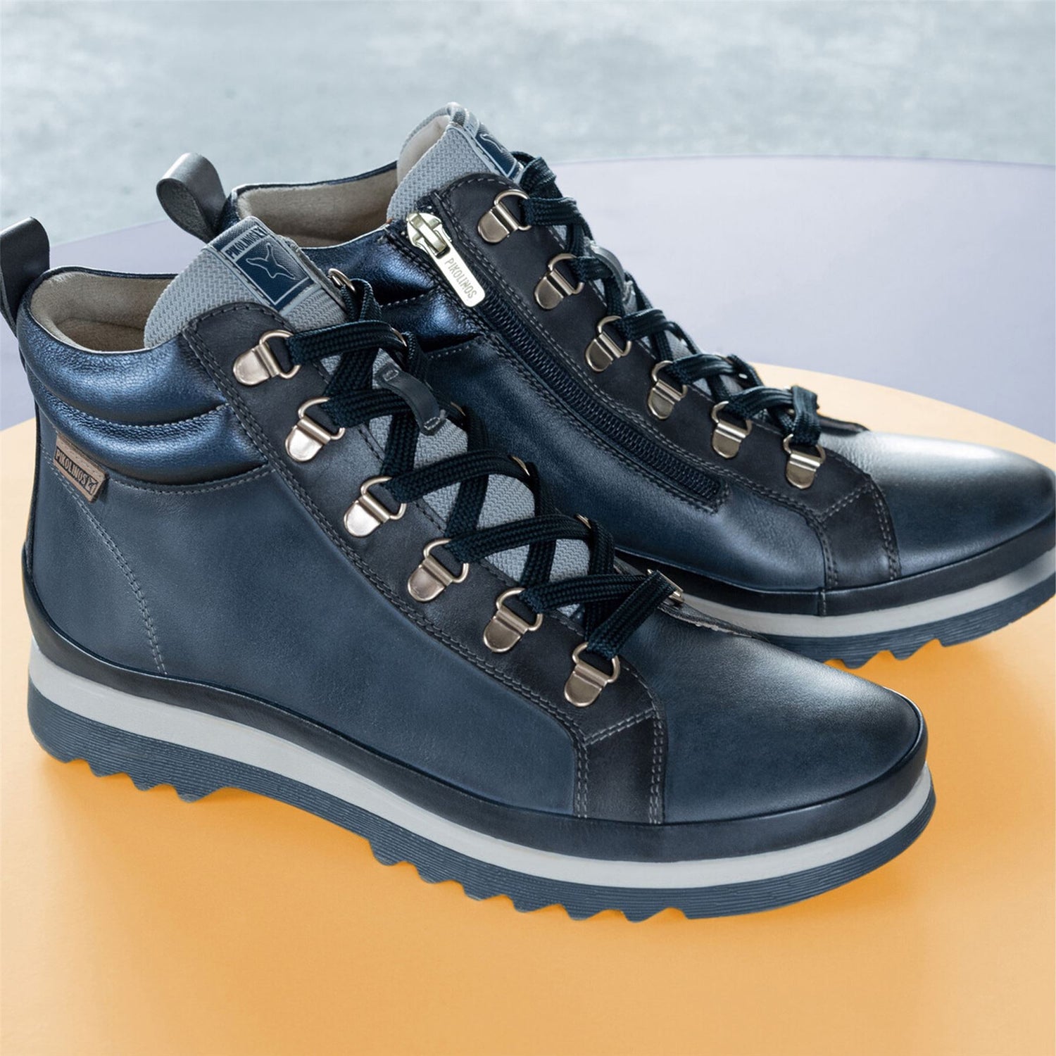 Pikolinos Women’s Blue Leather Ankle Trainers Boots - Vigo