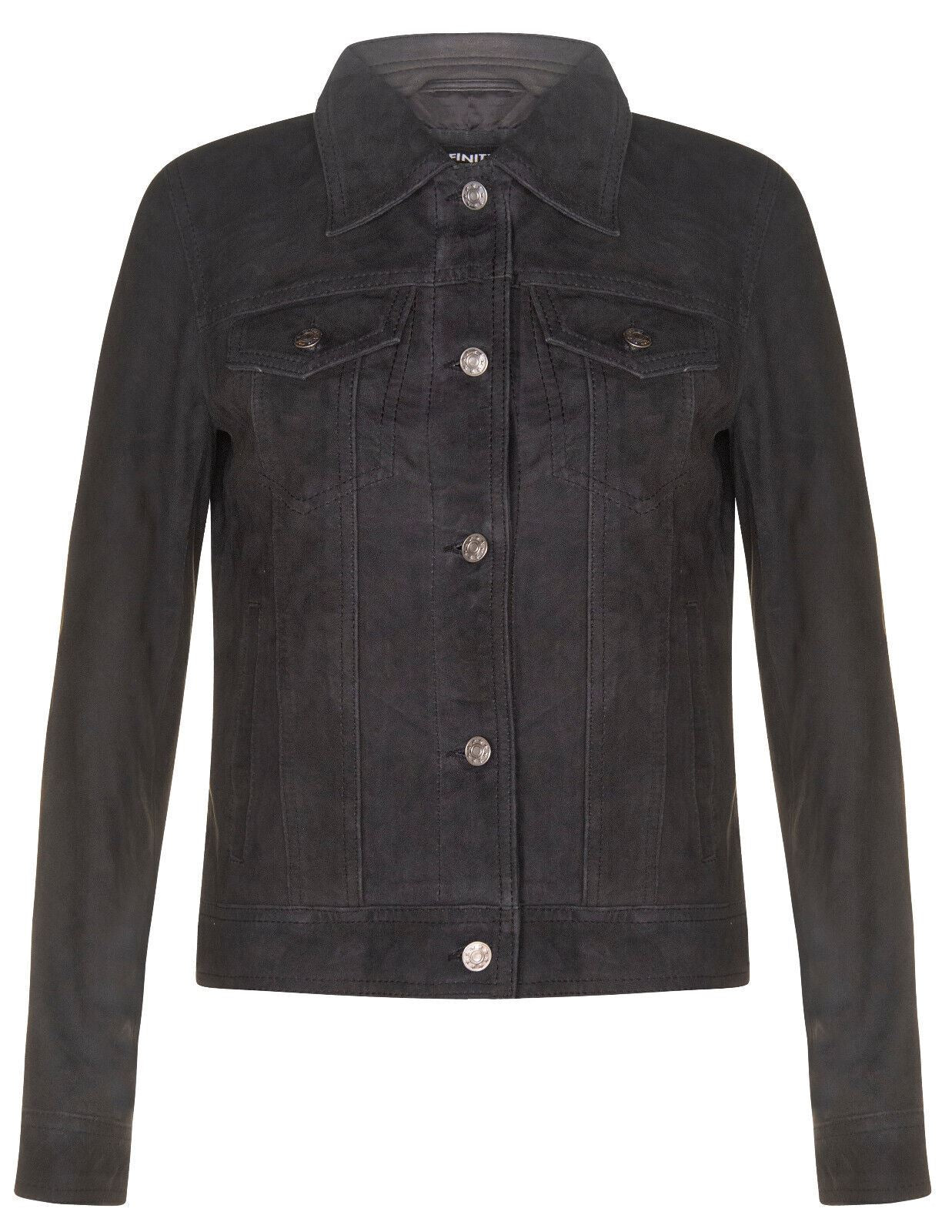 Womens Classic Suede Trucker Jeans Jacket-Neston