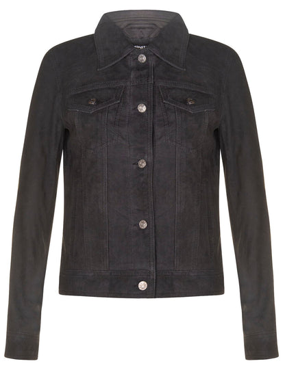 Womens Classic Suede Trucker Jeans Jacket-Neston