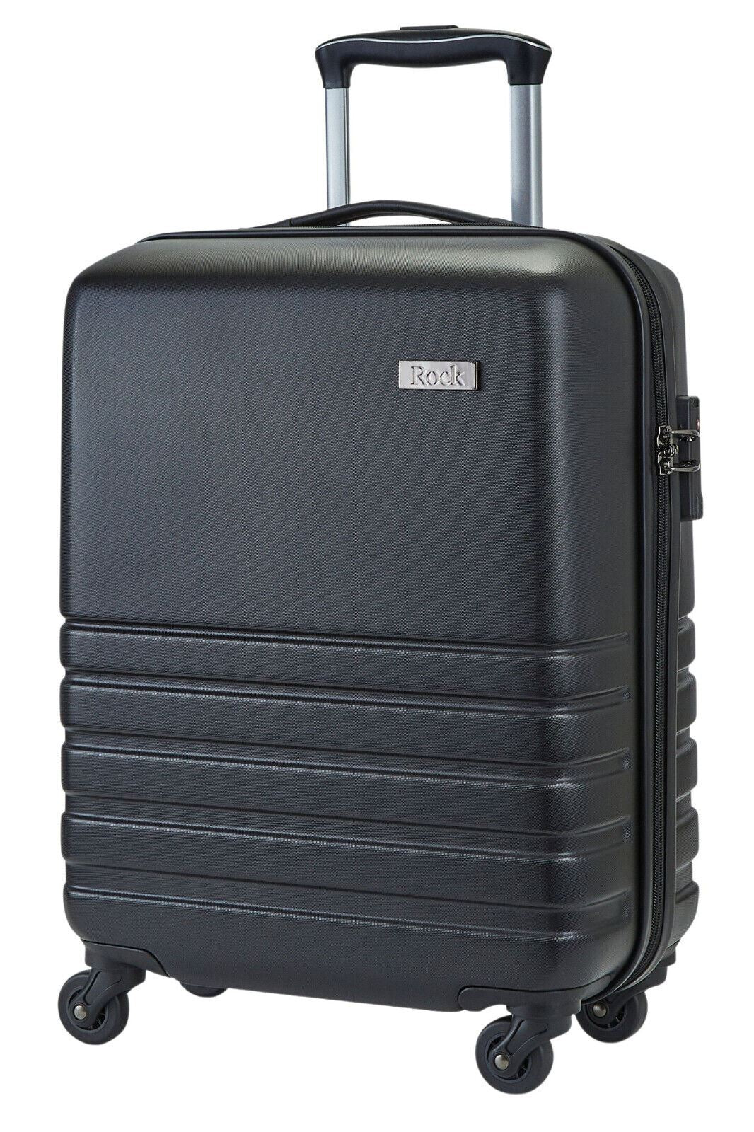 Hard Shell Black Suitcase Set 4 Wheel Cabin Luggage Trolley Travel Bag