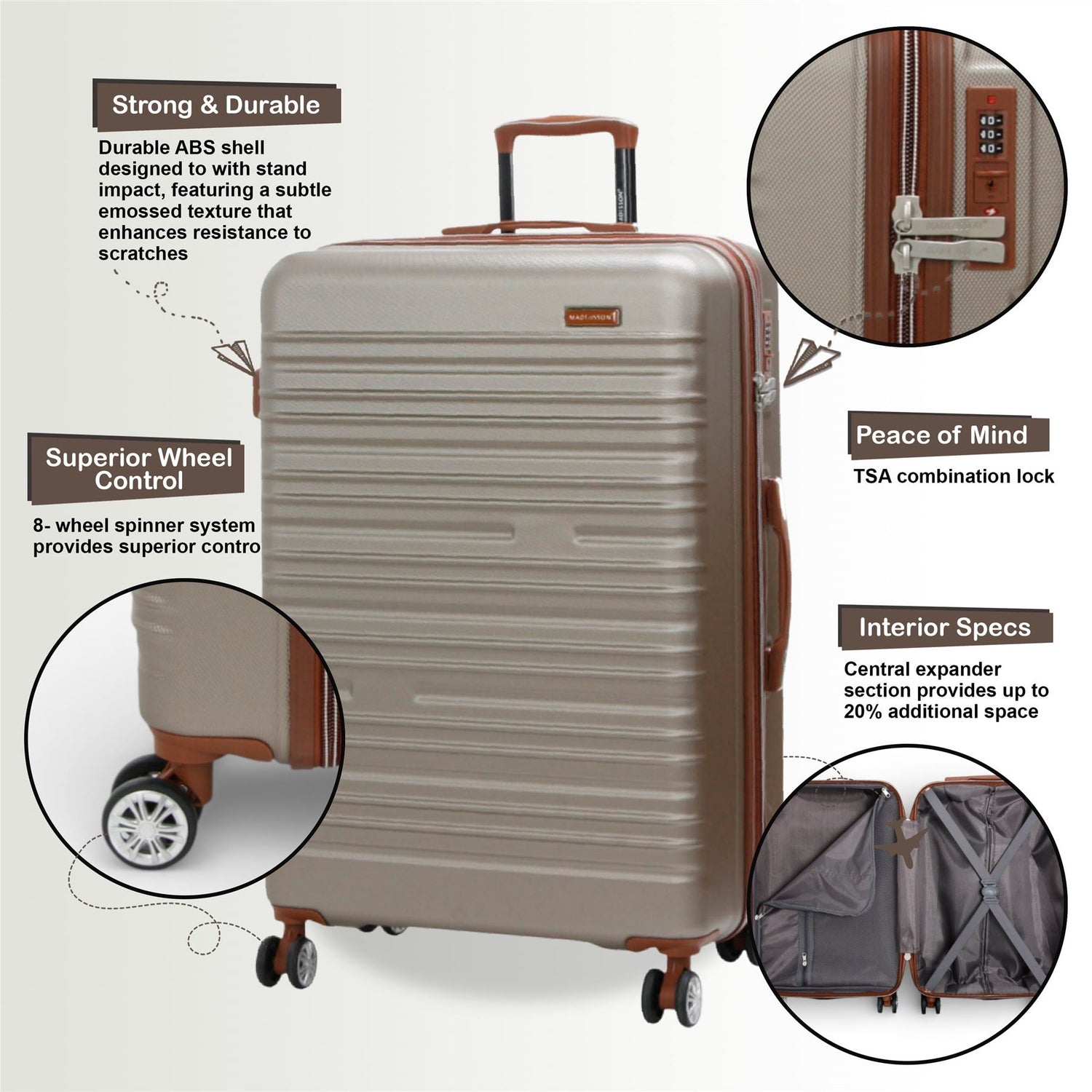 Armidale Large Hard Shell Suitcase in Champagne