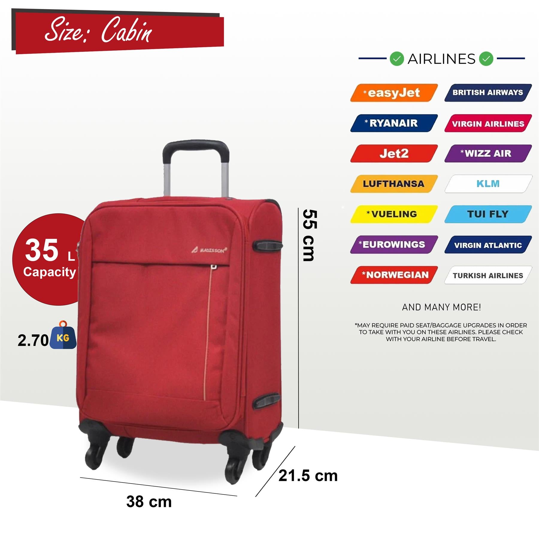 Carrollton Cabin Soft Shell Suitcase in Red