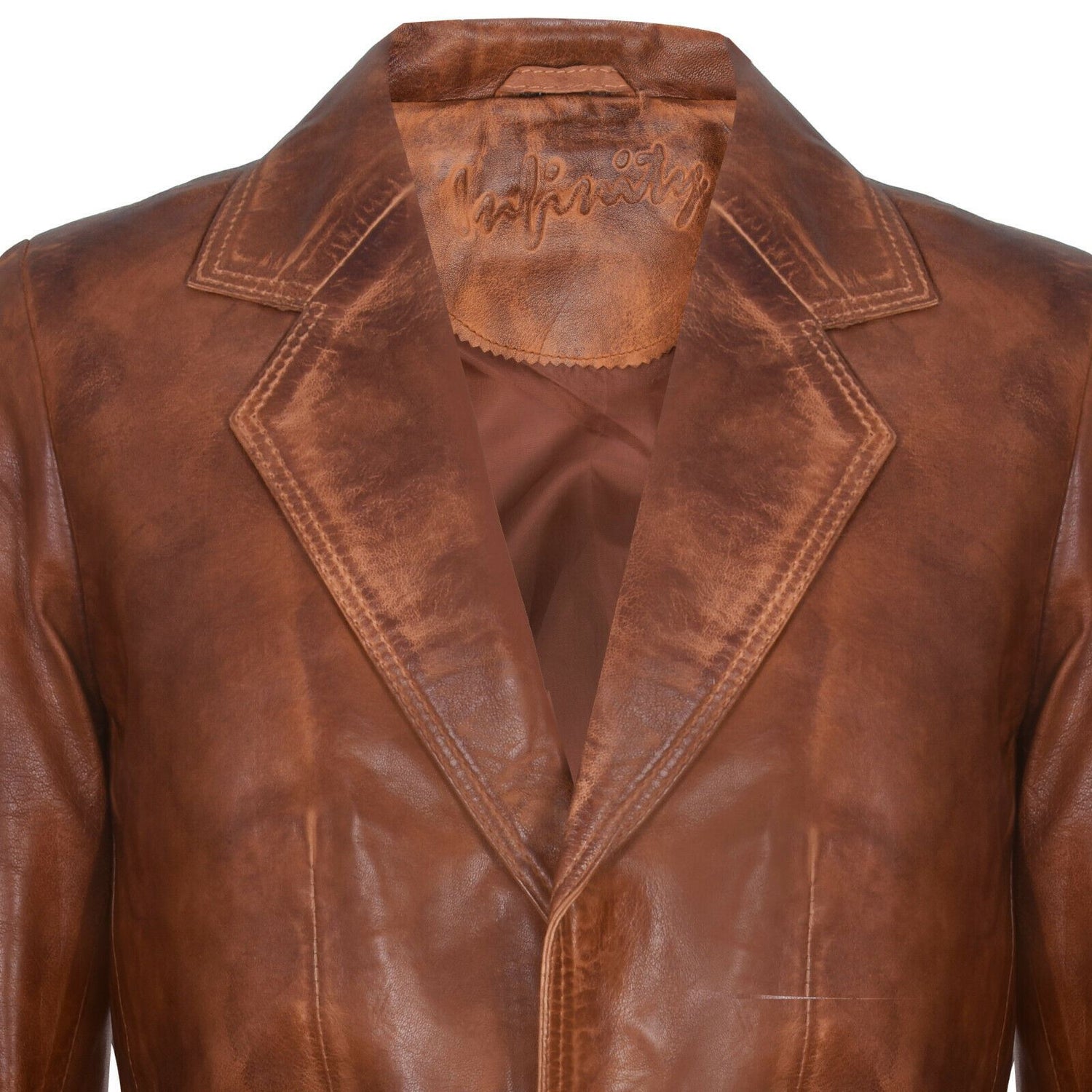 Mens Tan Leather Vintage Blazer Jacket-Dursley