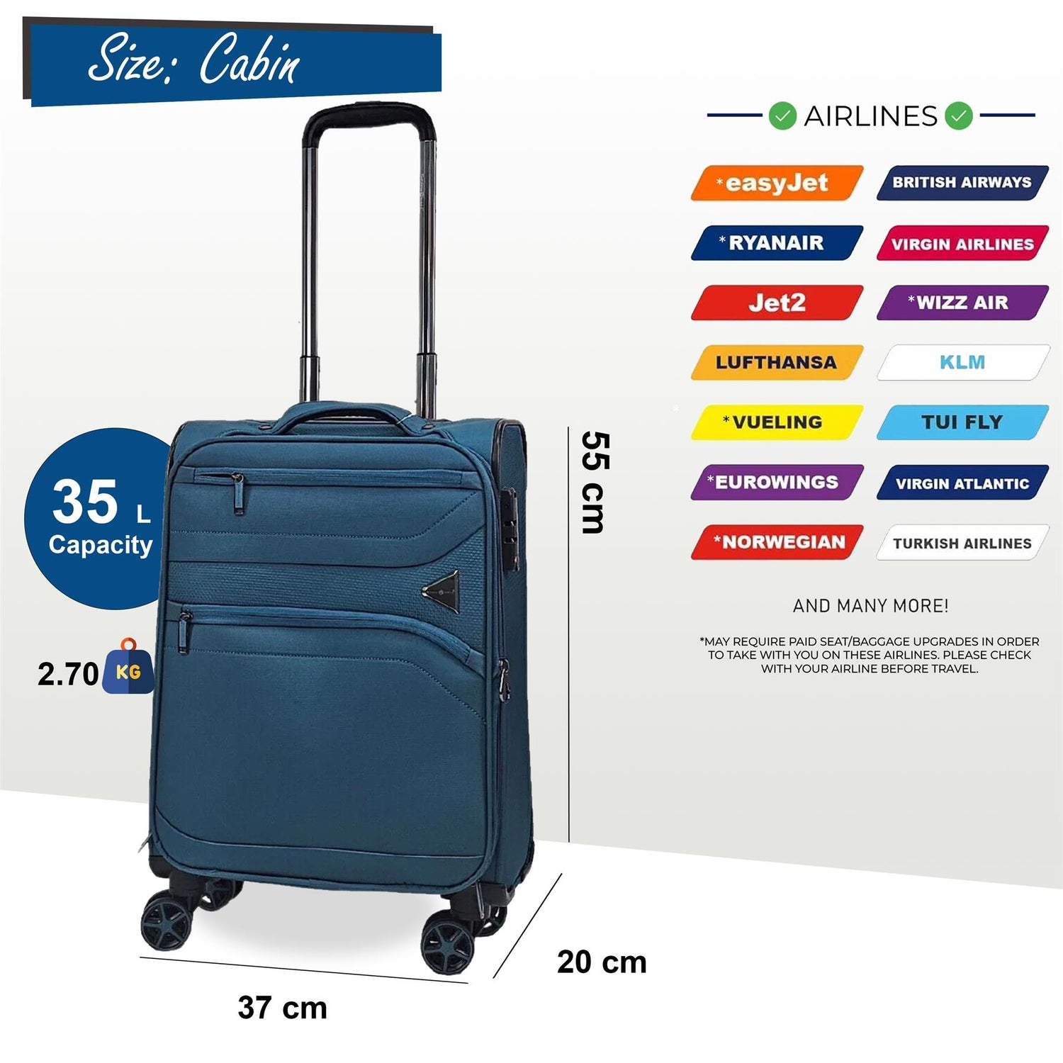 Lightweight Suitcases 8 Wheel Luggage Travel Cases Soft Holiday Bag