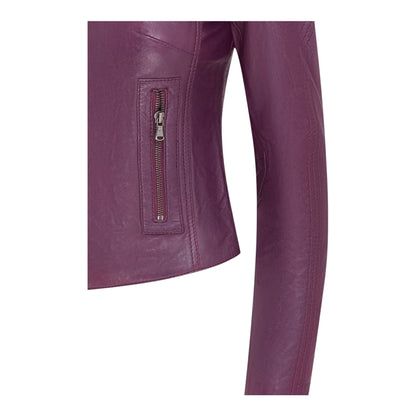 Womens Slim-Fit Leather Biker Jacket-Maldon