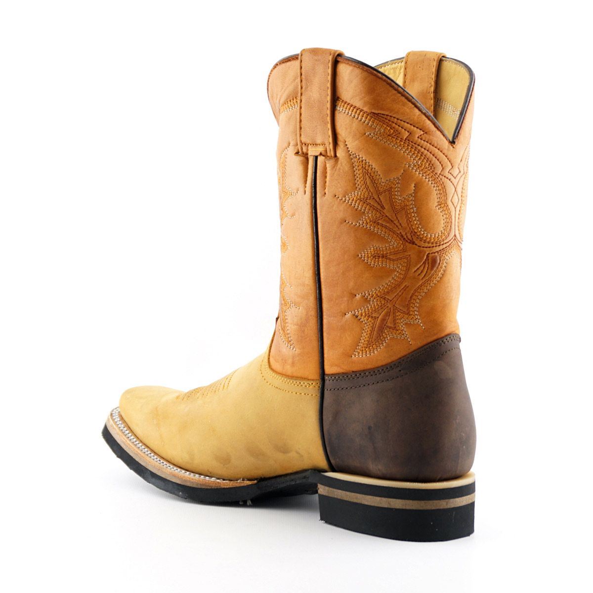 Grinders Tan Mid-Calf Cowboy Leather Boots- El Paso