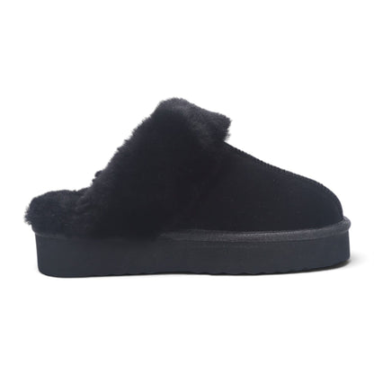 Womens Genuine Sheepskin Fur Mule Winter Slippers