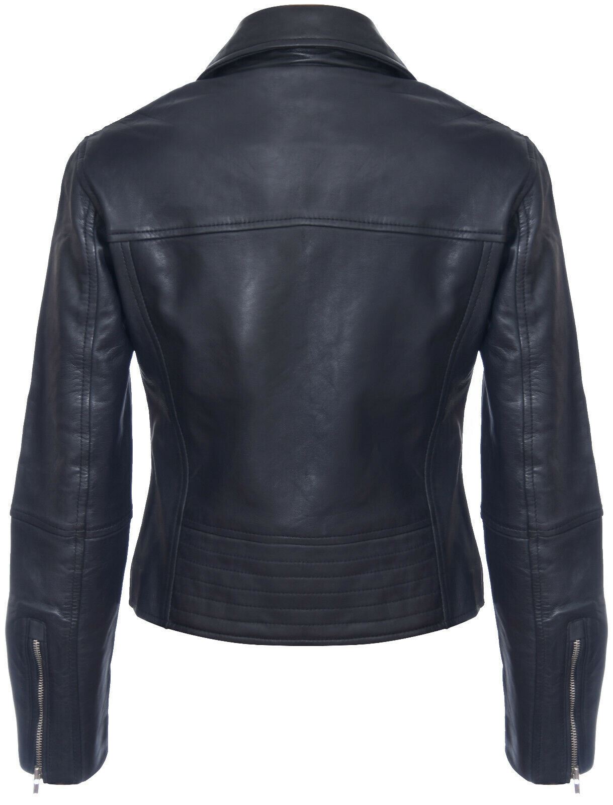 Womens Red Leather Retro Biker Jacket-Madeley
