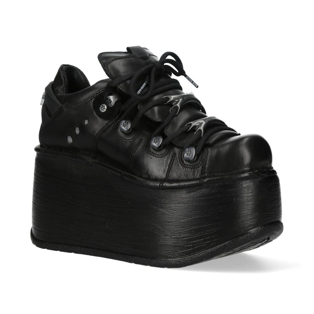 New Rock M-120N-C96 Black Leather Gothic Chunky Platform Ankle Boots