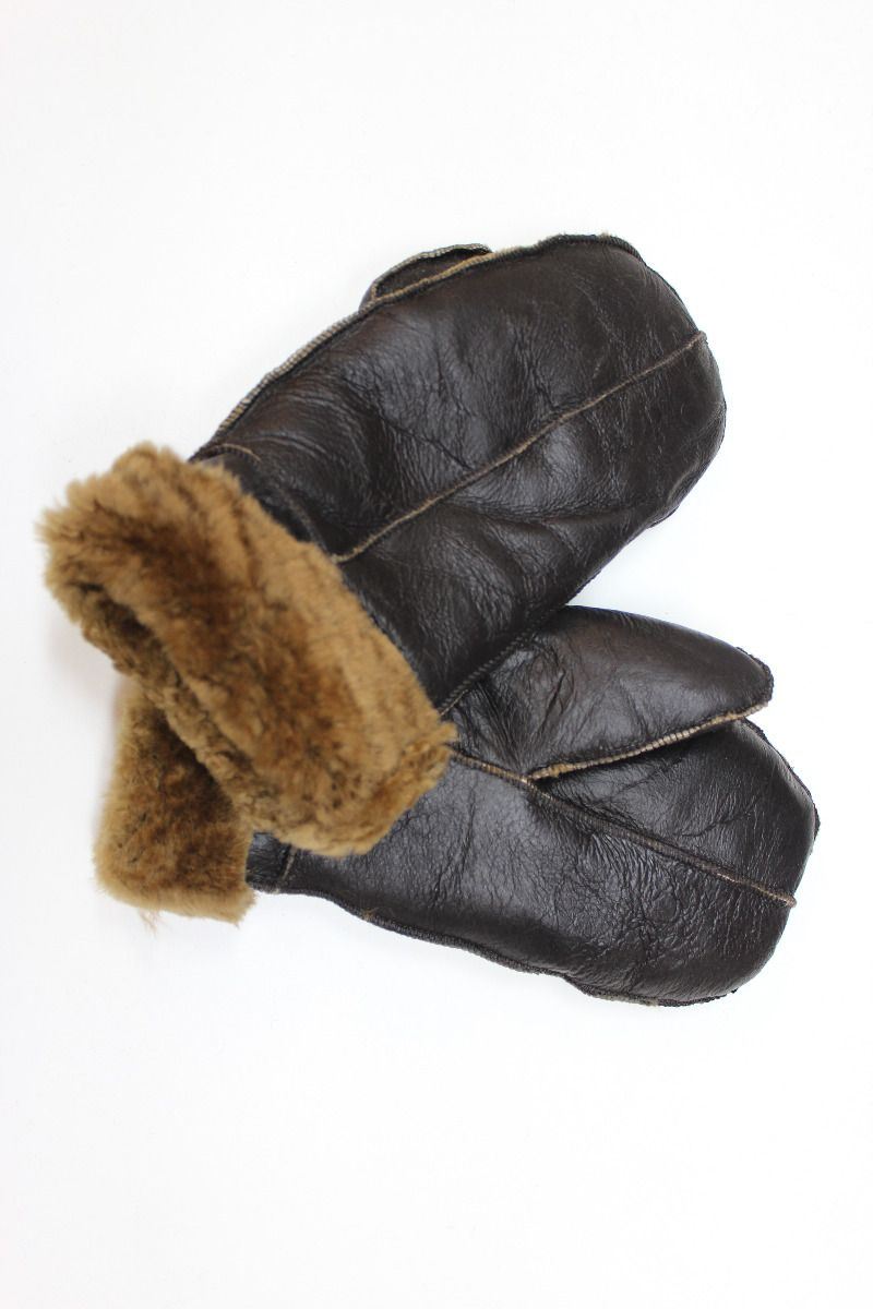 Handmade new real Leather sheepskin unisex sheepskin shearling mittens mitts gloves thick warm - Upperclass Fashions 