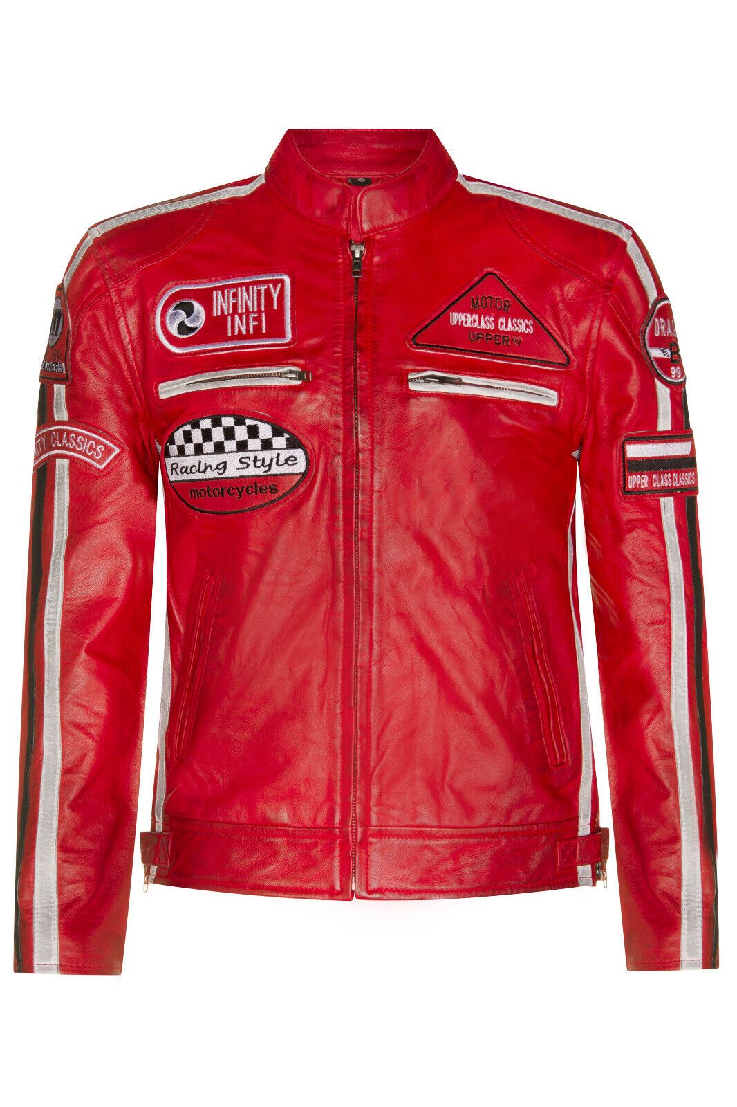 Mens Versatile Leather Biker Jacket-Stone