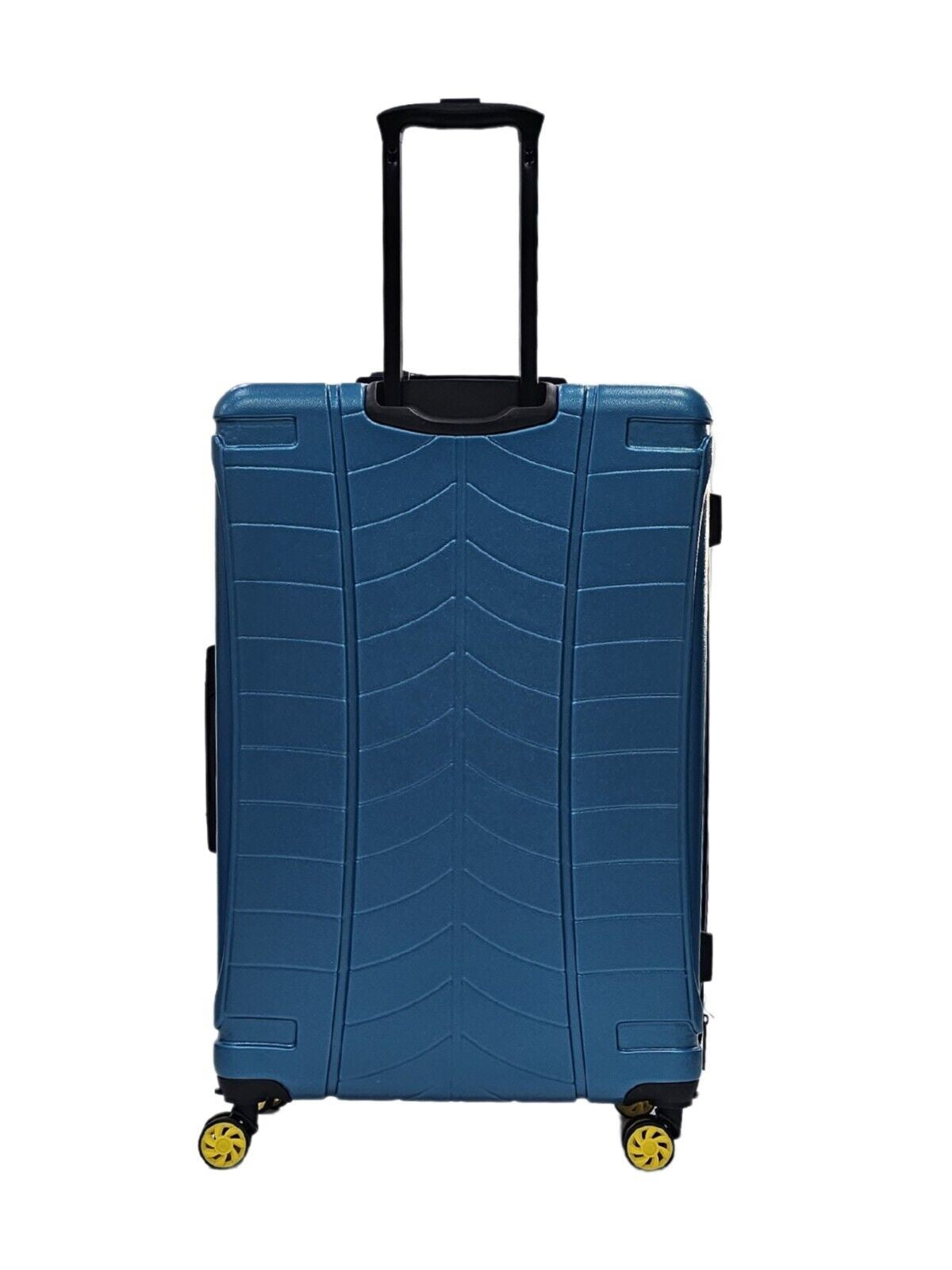 Hard Shell Blue Cabin Suitcase Set 4 Wheel Luggage Travel Bag