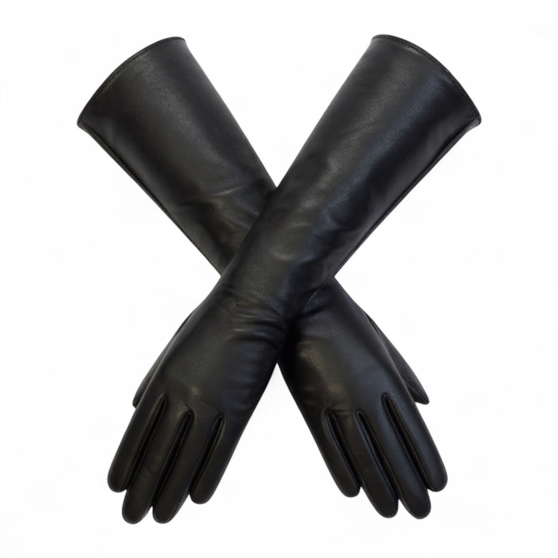 Womens Long Italian Leather Winter Soft Wool Lining Gloves