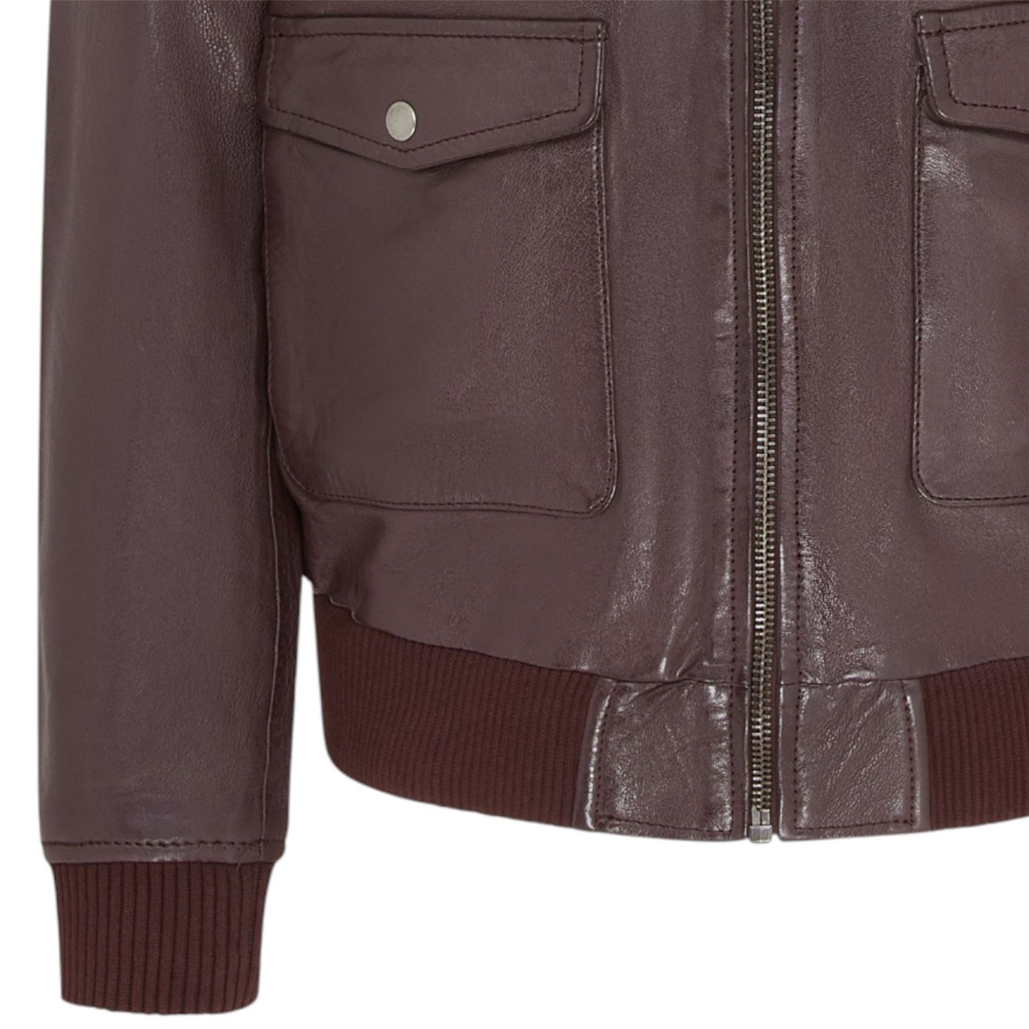 Men’s Leather Bomber G-1 Aviator Collar Jacket  - Maverick