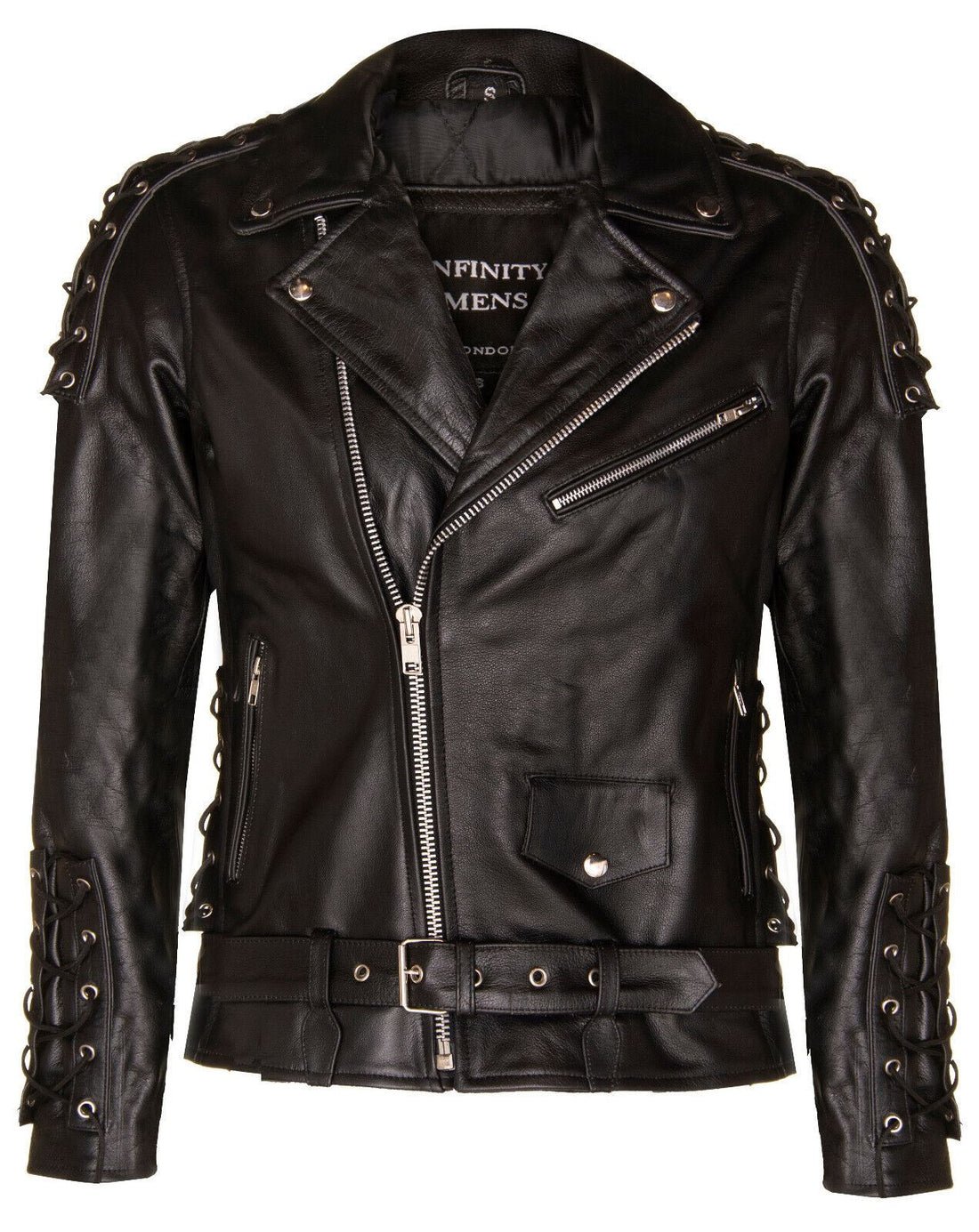 Mens Vintage Brando Leather Biker Jacket-Sandwich