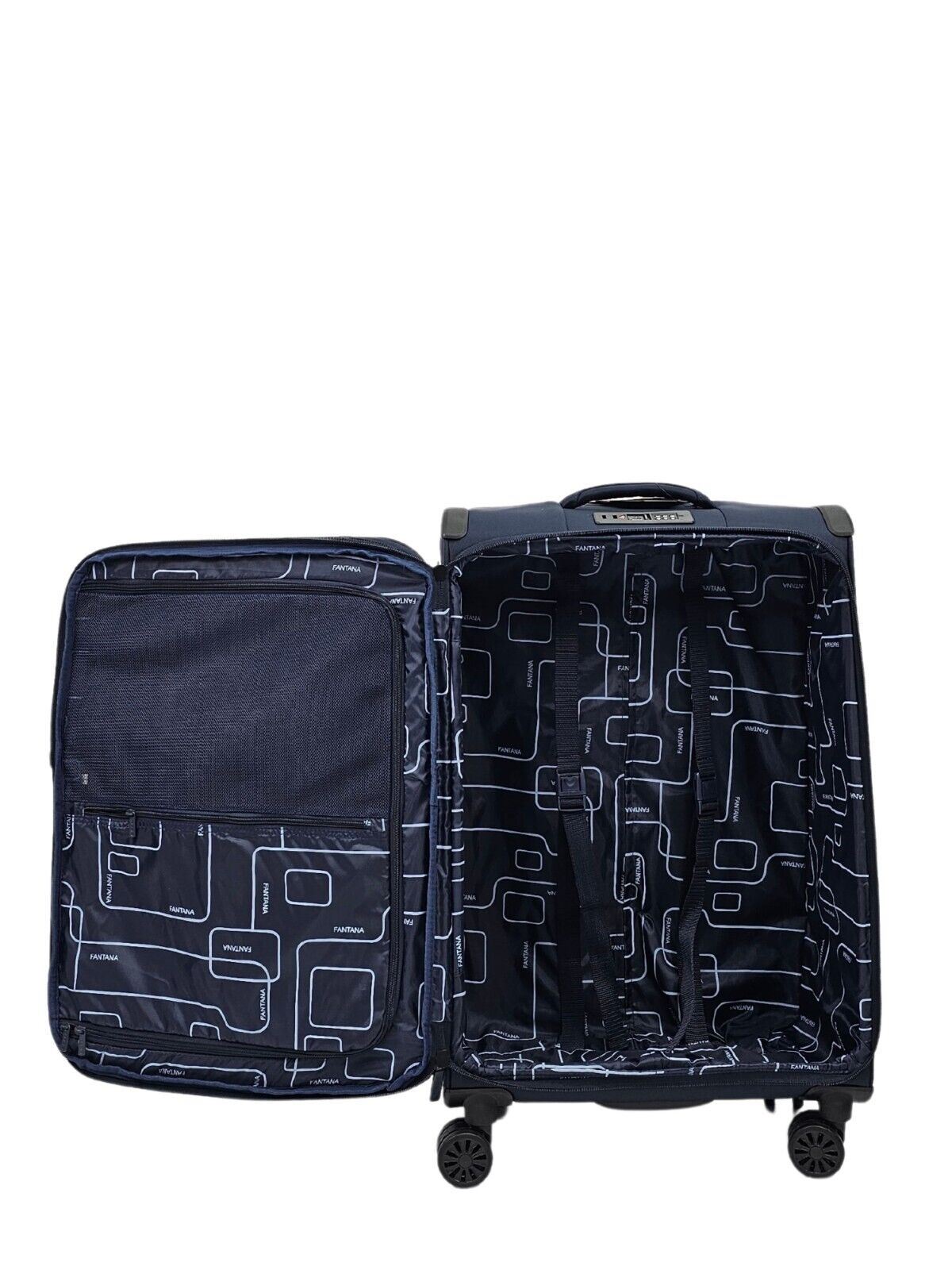Lightweight Navy Blue Suitcases 4 Wheel Luggage Travel Cabin Bag - Upperclass Fashions 