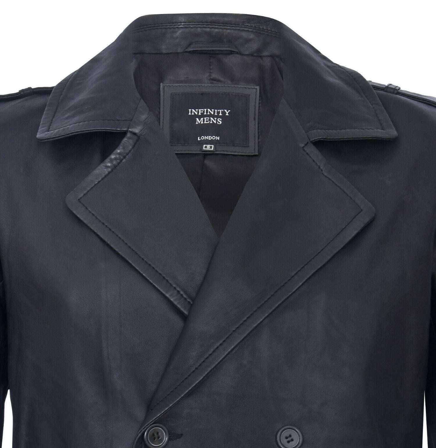 Mens Mid-Length Leather Peacoat-Epworth