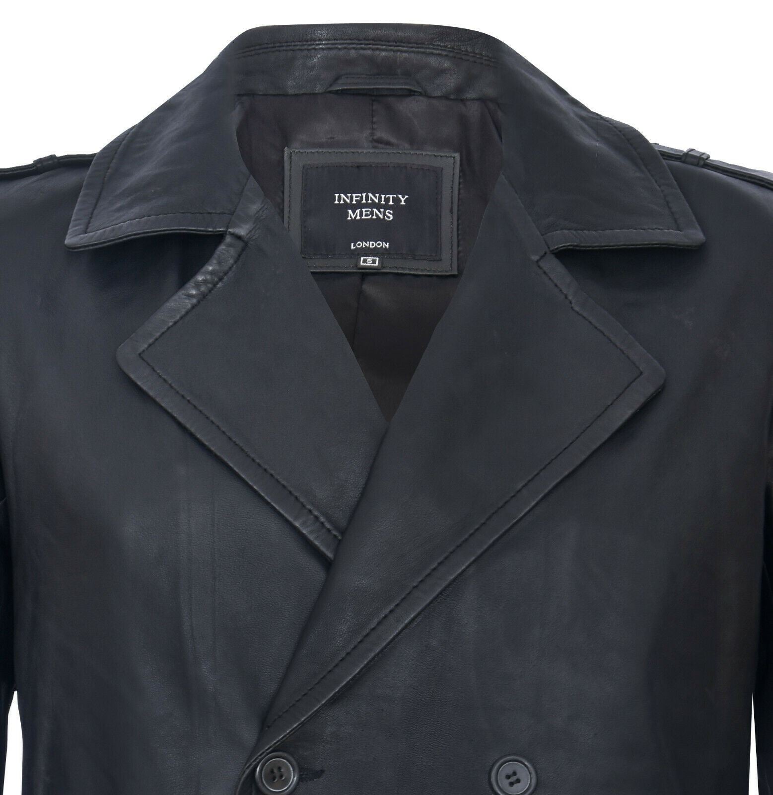 Mens Mid-Length Leather Peacoat-Epworth