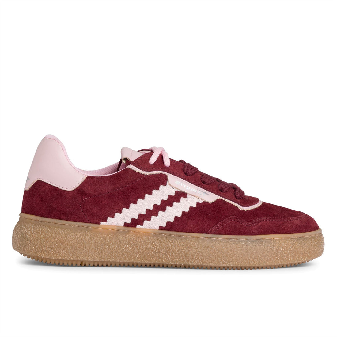 Tamaris Womens Merlot Burgundy Red Leather Fashion Stripe Lace Up Sneakers