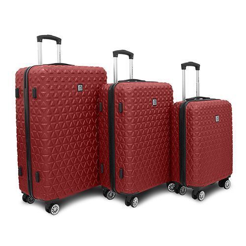 Hardshell Burgundy Suitcase Robust 8 Wheel Luggage Cabin Bag
