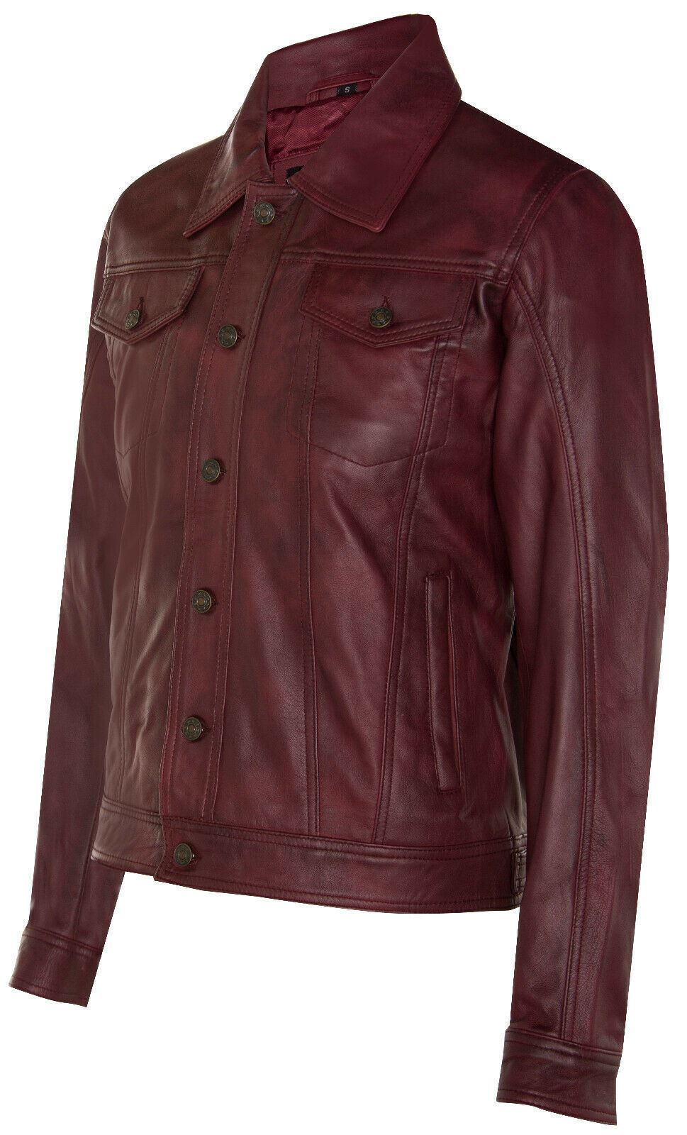 Mens Leather Trucker Jacket-Dartford