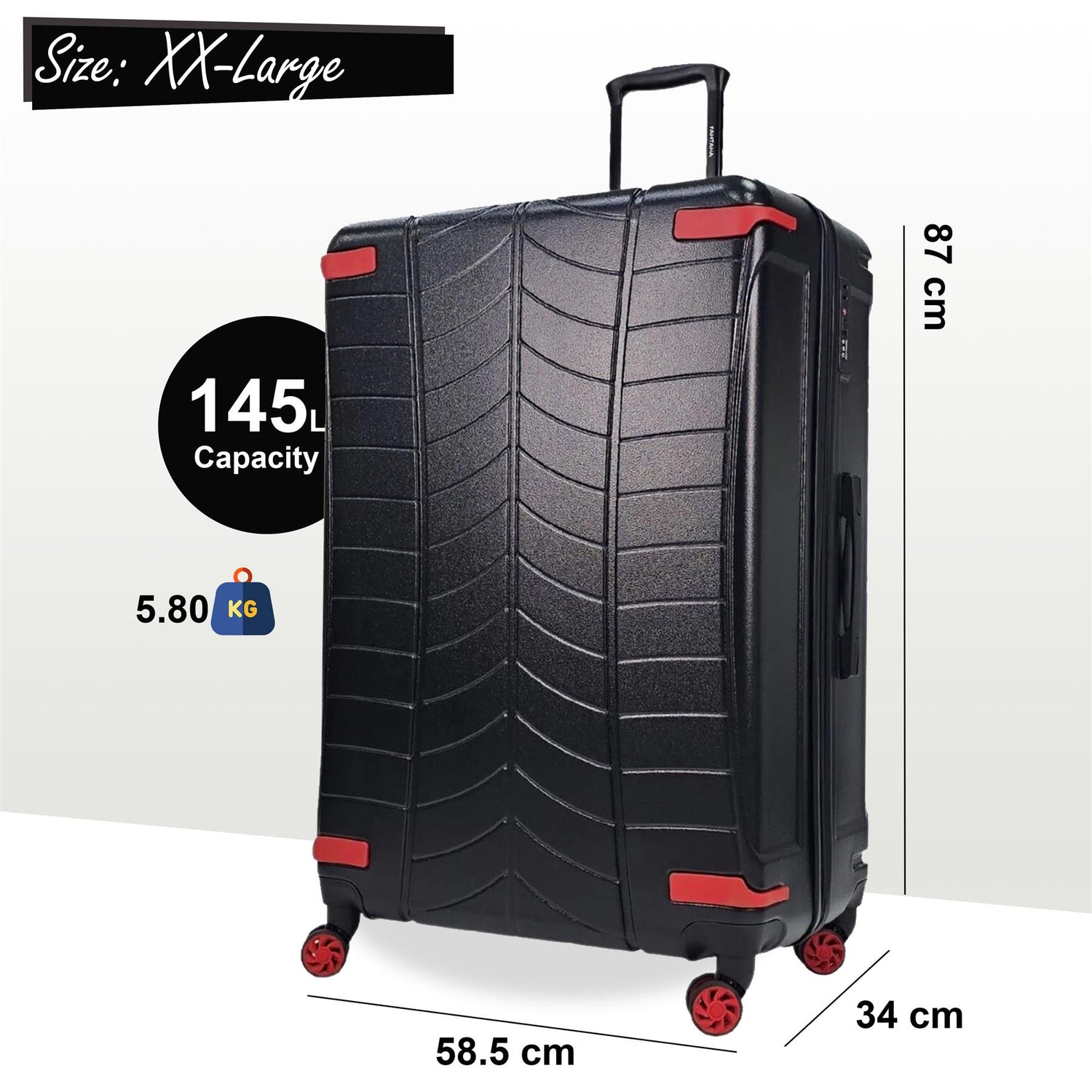 Bynum Double Extra Large Hard Shell Suitcase in Black