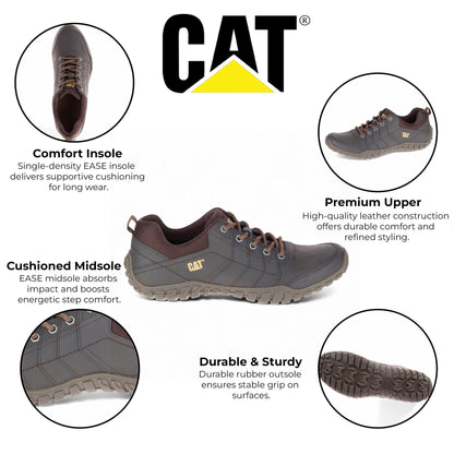 CAT Caterpillar Mens Brown Leather Hiking Boots Walking Trainers - Instruct