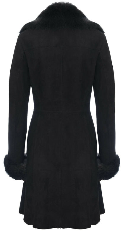 Womens Suede Merino Shearling Toscana Coat -Rochford