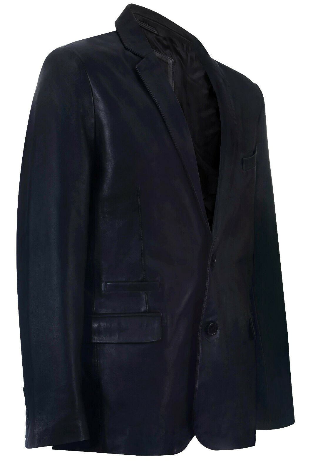 Mens Leather Classic 2 Button Blazer Jacket-Dronfield