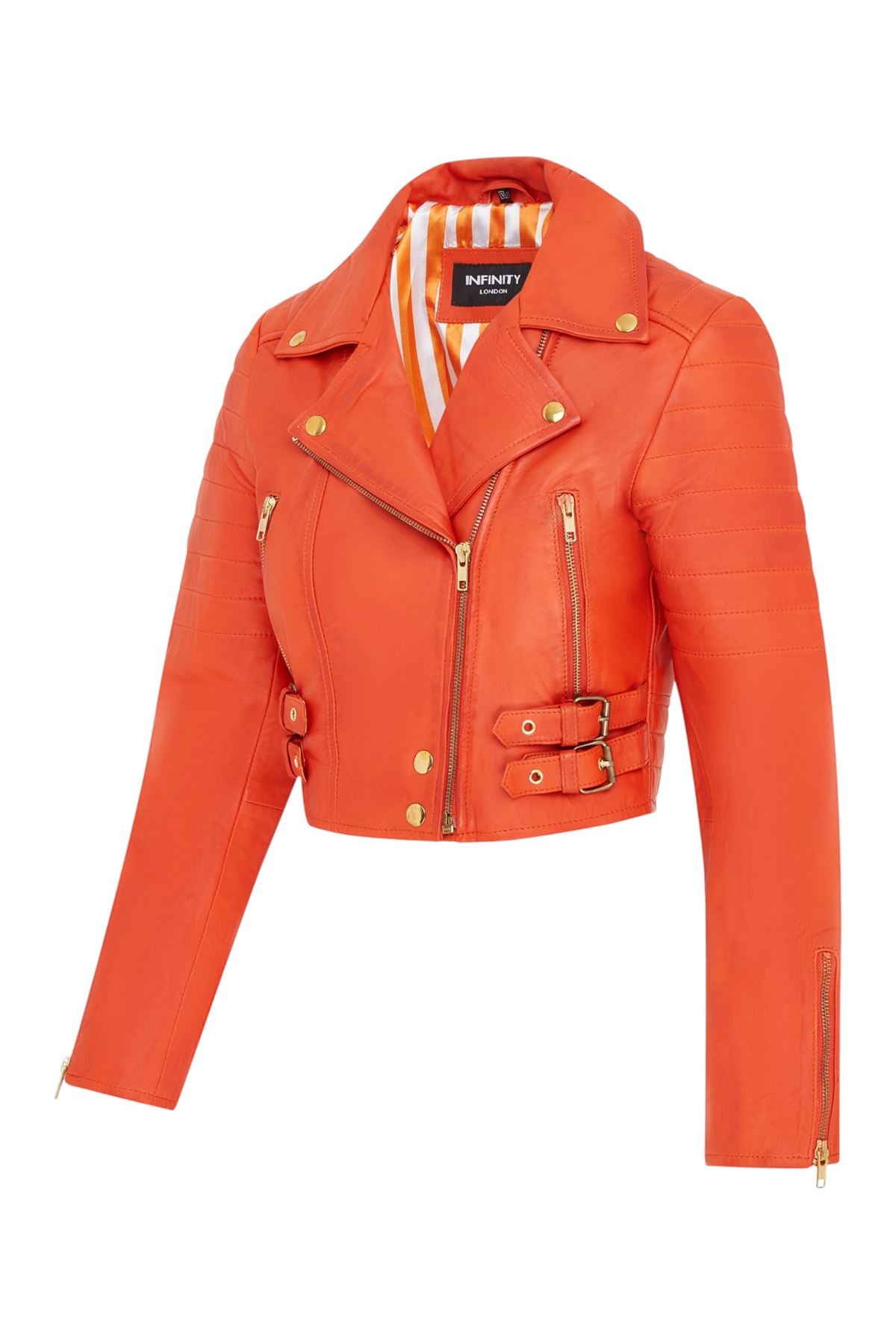 Womens Brando Cropped Leather Jacket-Longtown