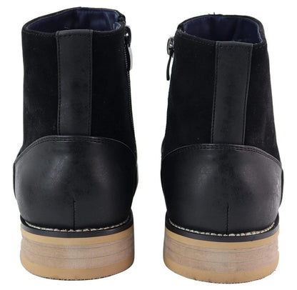 Mens Black Leather Suede Zip Up Chelsea Boots - Upperclass Fashions 